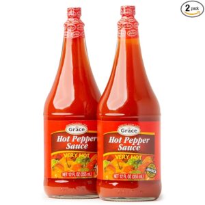Grace Hot Pepper Sauce 12oz - 2 Pack Hot Sauce Bottles - Jamaican Scotch Bonnet Pepper Sauce - Caribbean Hot Sauce made with Scotch Bonnet Peppers & West Indian Hot Peppers