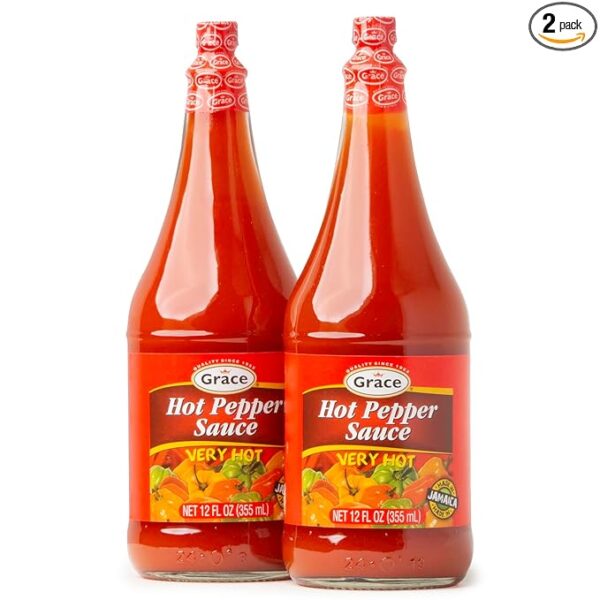 Grace Hot Pepper Sauce 12oz - 2 Pack Hot Sauce Bottles - Jamaican Scotch Bonnet Pepper Sauce - Caribbean Hot Sauce made with Scotch Bonnet Peppers & West Indian Hot Peppers